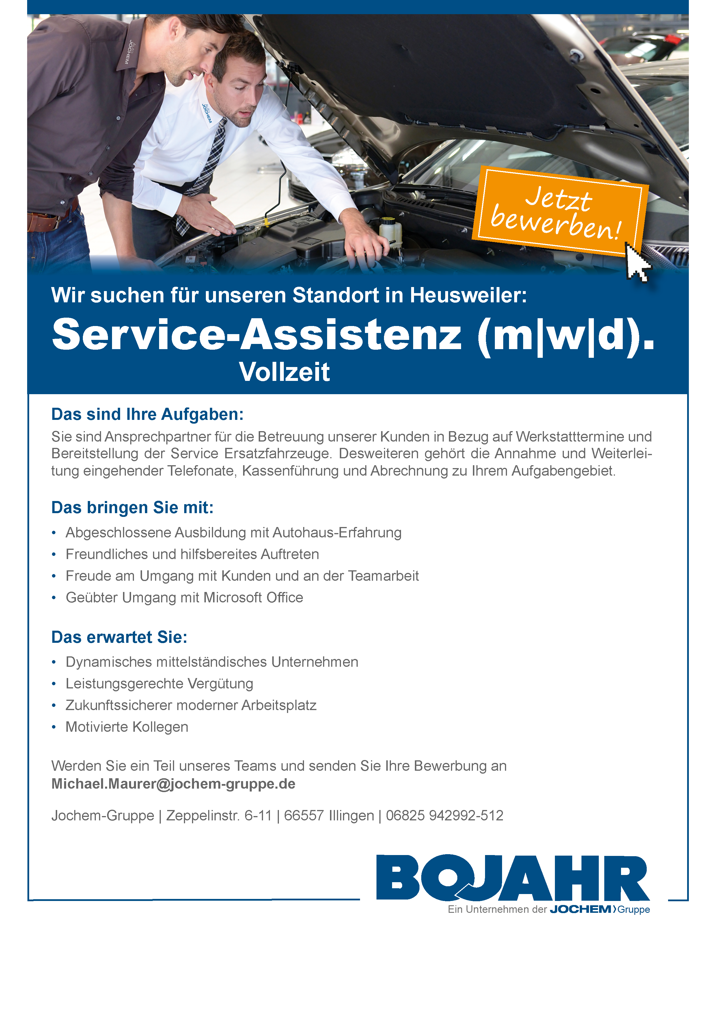 Stellenangebot Service-Assistenz bei Autohaus Bojahr GmbH